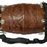 Ram musical Carving Design on the Dholak shell Brown polish and Alternate size nut Bolt tunning system